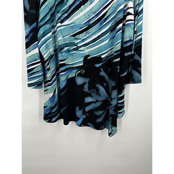 Clara Sun Woo Tunic Top Womens 3X Abstract Print Asymmetrical Made in USA - Picture 3 of 12
